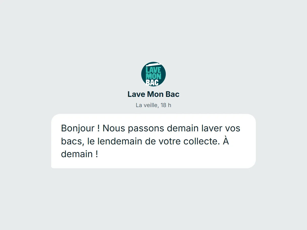 Le texto de rappel envoyé la veille du passage